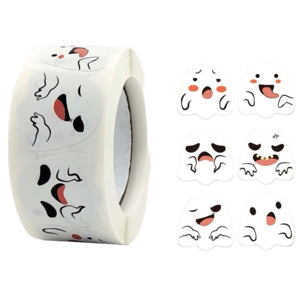 🎃 N Halloween Stickers 1" Ghosts 500ct Labels 6 Designs Thank You